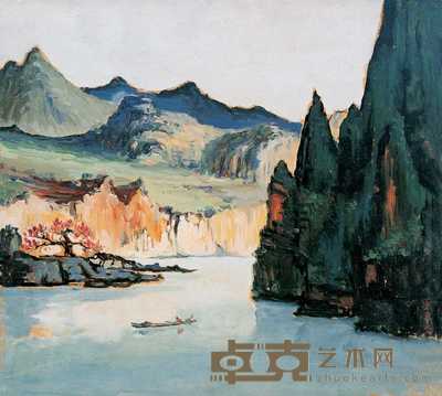 涂克 1958年作 铜锣鼓—江独舟山 40×44cm